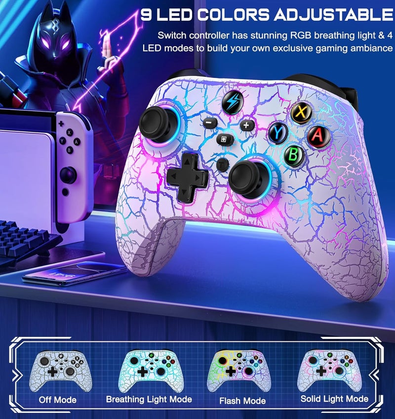 Svetaecho Upgraded Wireless Switch 2 Controller for Nintendo Switch/Switch2/Lite/OLED-LED Wired Windows PC Game Joysticks-Wireless PC iOS Android Remote with Programmable Switch Accessories (White) - Image 2